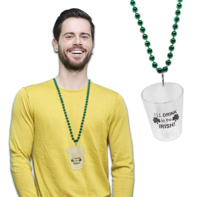 Irish Shot Glass 33 Inch Bead Necklace
