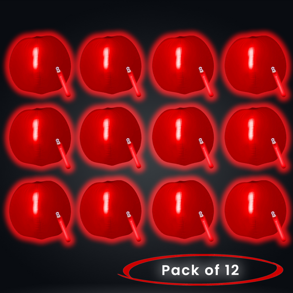 12 Inch Glow in The Dark Red Beach Balls - Pack of 12