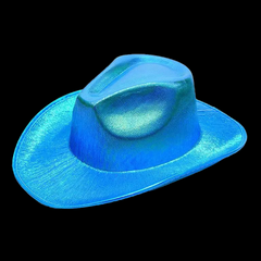 Neon Sparkly Iridescent Glitter Space Blue Cowboy Hat
