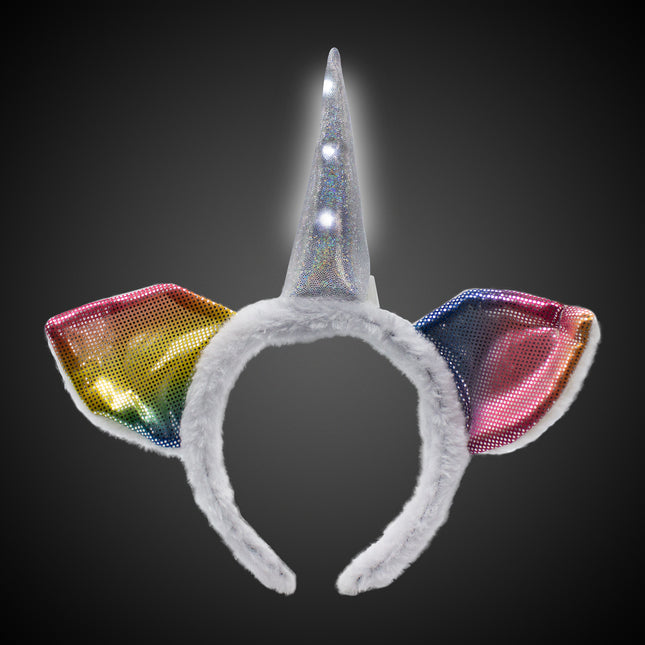 LED Flashing White Horn Unicorn Headband