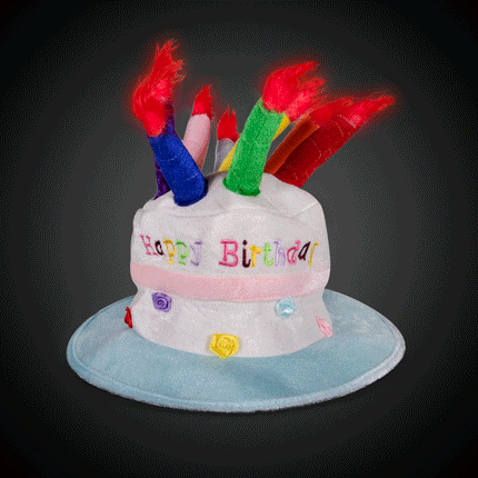 LED Light Up Birthday Cake Hat With Flashing Candles