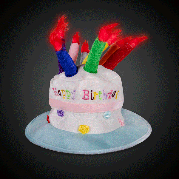 LED Light Up Birthday Cake Hat With Flashing Candles