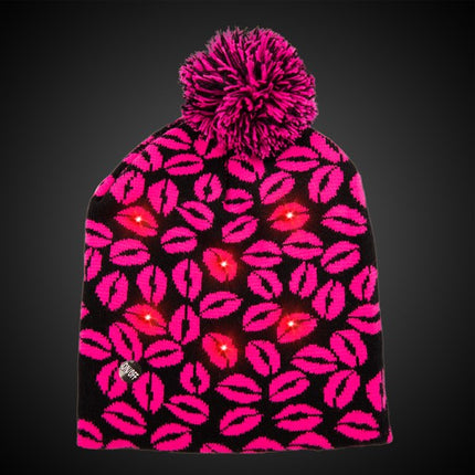Led Light Up Kisses Knit Beanie