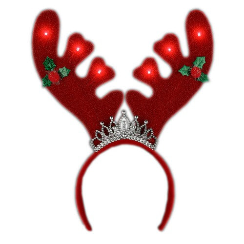 Light Up Christmas Reindeer Antlers With Tiara Lighted Headband