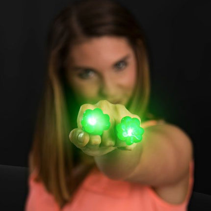 Light Up Flashing Shamrock Clover Rings