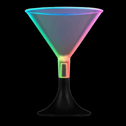 LED Light Up Mini Martini Glass with Black Stem - MultiColor