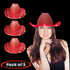 LED Light Up Flashing Sequin Red Cowboy Hat - Pack of 3 Hats