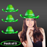 Light Up Green Iridescent Space Fun Cowboy Hats - Pack of 3