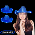 LED Flashing Blue Cowboy Hat With Sequins - Pack of 2