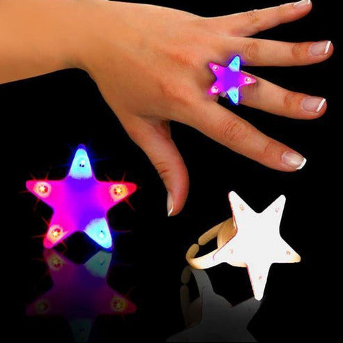 Red & Blue LED Light Up Star Rings