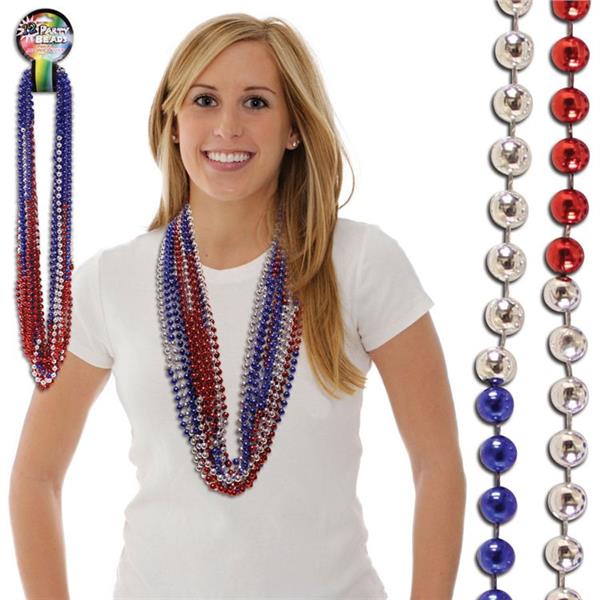 Red, Silver & Blue Bead 36 Necklaces