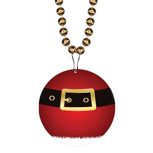 Santa Belt Medallion Bead Necklaces - Pack of 12