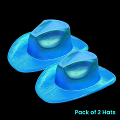 Sparkly Iridescent Glitter Space Blue Cowboy Hats - Pack of 2