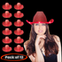 LED Light Up Flashing Sequin Red Cowboy Hats - Pack of 12