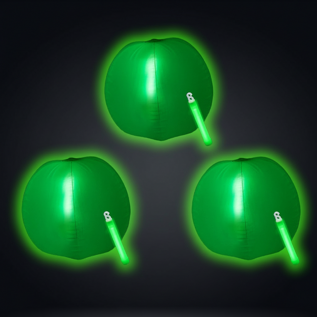 12 Inch Glow in The Dark Green Beach Balls - Pack of 3