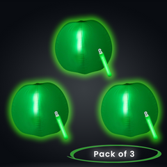 12 Inch Glow in The Dark Green Beach Balls - Pack of 3
