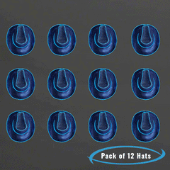 LED Flashing Neon EL Wire Blue Sequin Cowboy Party Hat - Pack of 12 Hats