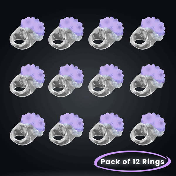 Purple LED Light Up Jelly Bumpy Blinky Rings - Pack of 12