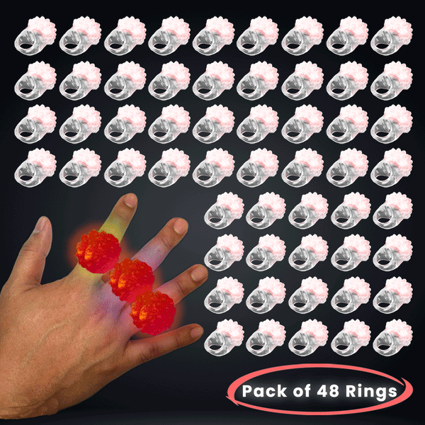Red LED Light Up Jelly Bumpy Flashy Blinky Rings - Pack of 48