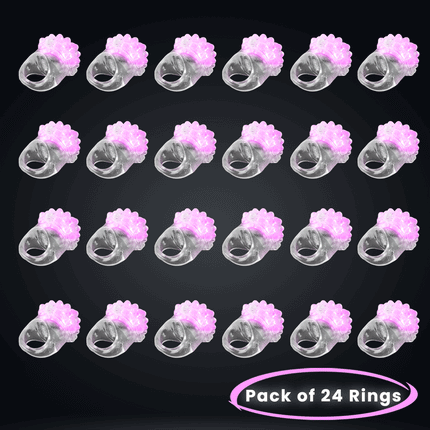 Pink LED Flashing Jelly Bumpy Light Up Rings - Pack of 24 | PartyGlowz