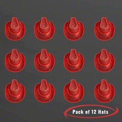 LED Flashing Neon Red EL Wire Sequin Cowboy Party Hat - Pack of 12 Hats