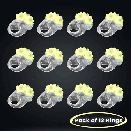 Yellow LED Flashing Jelly Bumpy Light Up Rings - Pack of 12 | PartyGlowz
