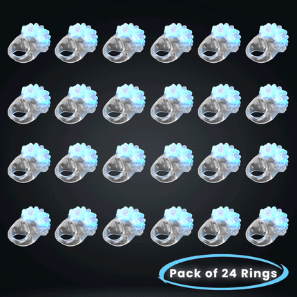 Blue LED Light Up Flashing Jelly Bumpy Rings - Pack24 | PartyGlowz