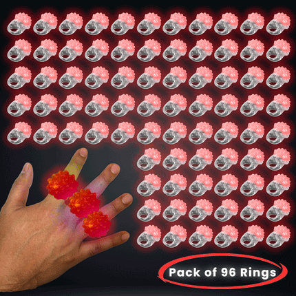 Red LED Light Up Flashing Jelly Bumpy Rings - Pack of 96