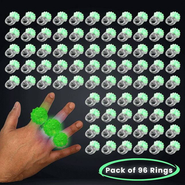 Green LED Jelly Bumpy Flashing Blinky Rings - Pack of 96 | PartyGlowz