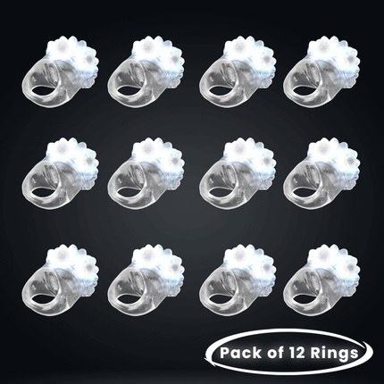 White LED Light Up Flashy Jelly Bumpy Rings - 12 | PartyGlowz