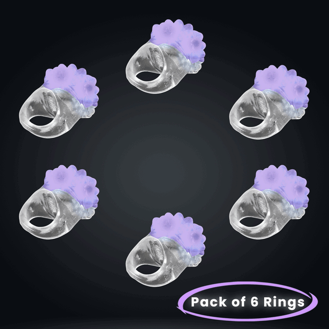 Purple LED Light Up Jelly Flashing Bumpy Rings - 6 | PartyGlowz
