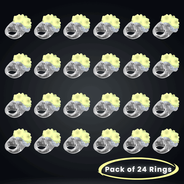 Yellow LED Light Up Flashing Jelly Bumpy Rings - Pack of 24 | PartyGlowz