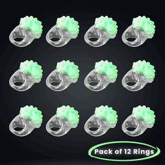 Green LED Light Up Flashing Jelly Bumpy Rings - Pack of 12