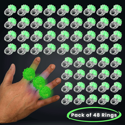 Green LED Light Up Jelly Bumpy Blinking Rings - Pack of 48 | PartyGlowz