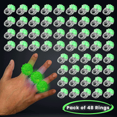Green LED Light Up Jelly Bumpy Blinking Rings - Pack of 48
