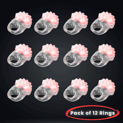Red LED Light Up Jelly Flashing Bumpy Rings - Pack of 12 | PartyGlowz