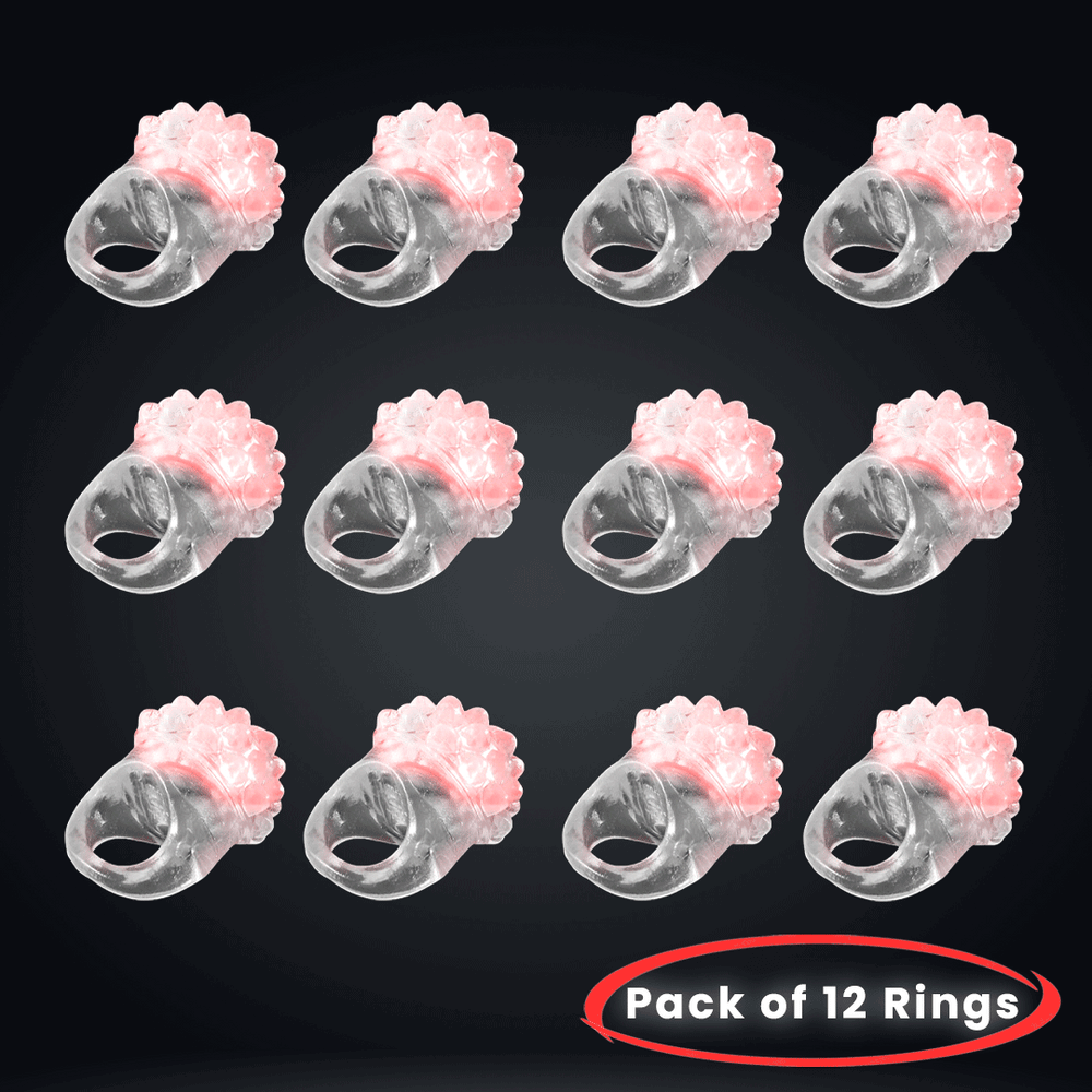 Red LED Light Up Jelly Flashing Bumpy Rings - 12 | PartyGlowz.com