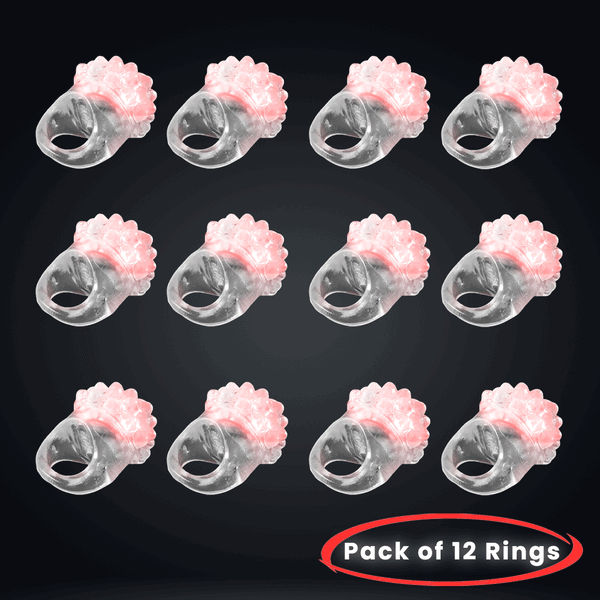 Red LED Light Up Flashing Jelly Bumpy Rings - Pack of 12