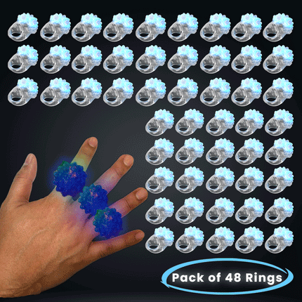 LED Light Up Jelly Bumpy Flashing Blue Rings - 48 | PartyGlowz