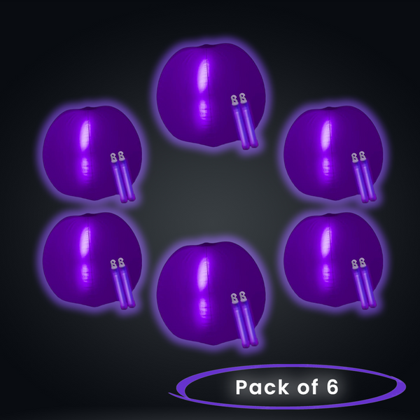 24 Inch Glow in The Dark Purple Beach Ball - Pack of 6