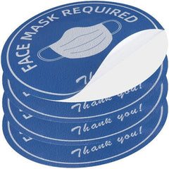 Face Mask Required Sign Stickers 8 Inch Rounded Stickers - Pack of 4