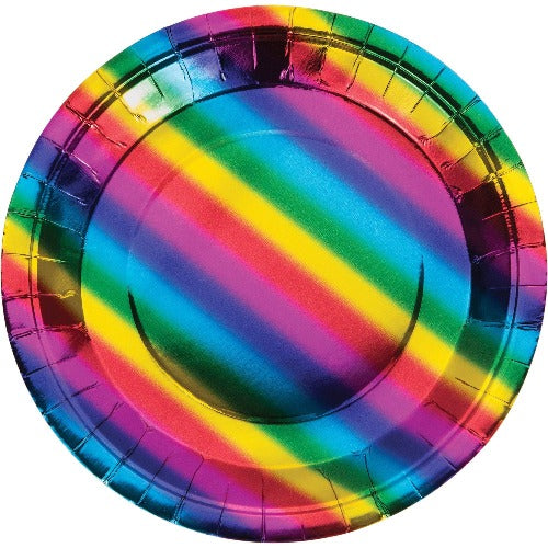 Rainbow Foil Paper Dinner Plates