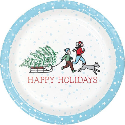 Christmas Happy Holidays Paper Dessert Plates