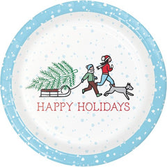 Christmas Happy Holidays Paper Dessert Plates