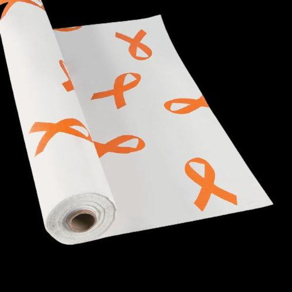 Orange Awareness Ribbon Plastic Tablecloth Roll - 100 Feet