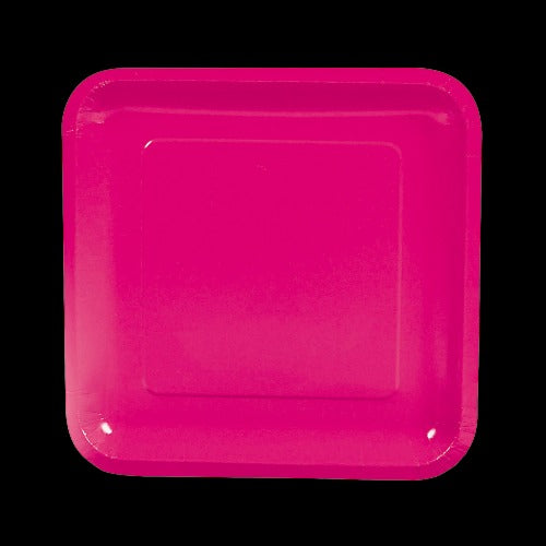 Hot Pink Square Paper Dinner Plates