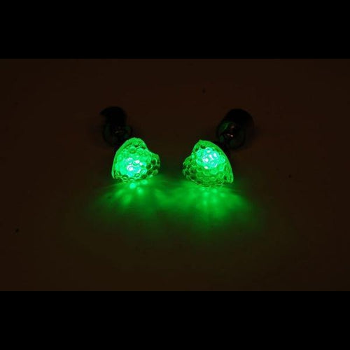 LED Light Up Green Heart Stud Earrings