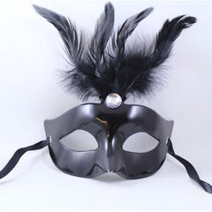 Black Shiny Feather Mask