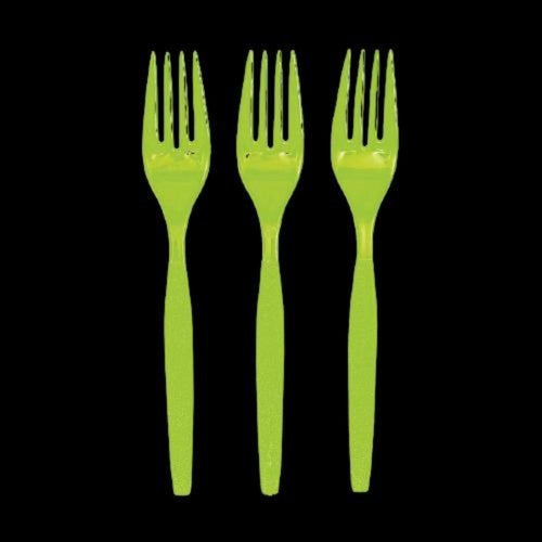 Lime Green Color Plastic Forks