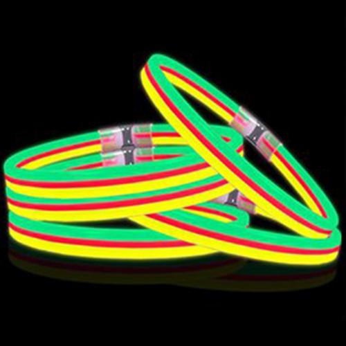 22 Inch Triple Wide Twister Glow Sticks Necklaces - Red Yellow Green